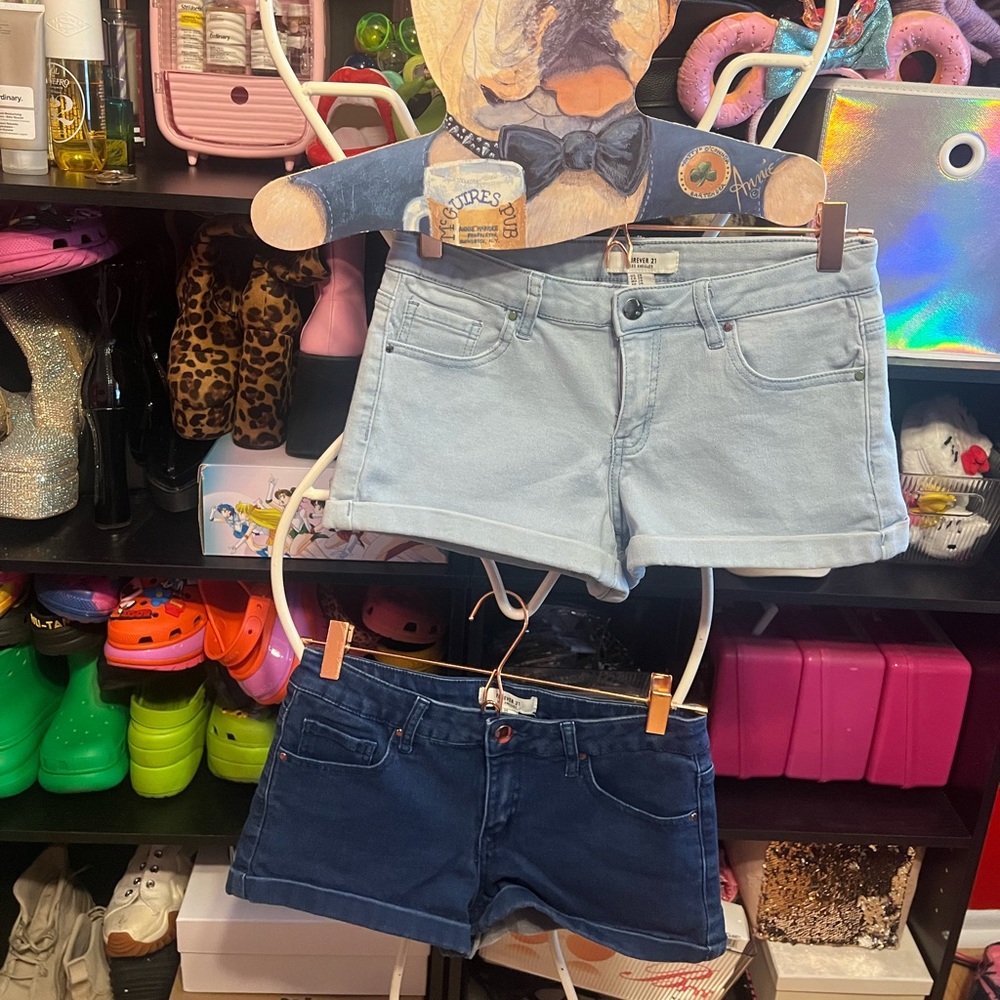 Light Blue and Dark Blue Women's Shorts
